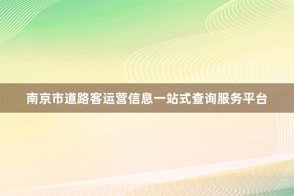 南京市道路客运营信息一站式查询服务平台